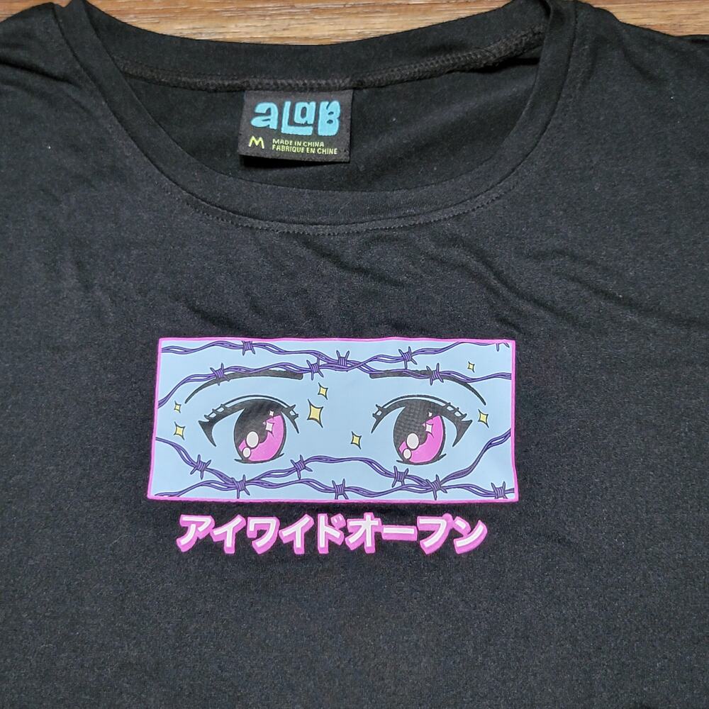 A Lab LS Junior Crop Tee Otaku Anime Eyes "Eyes Wide Open" - Size Junior Medium - Picture 3 of 10